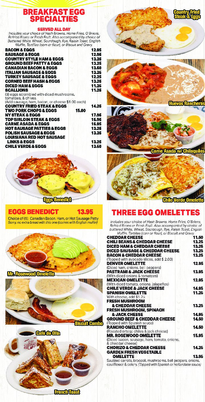 Menu Mr. Rosewood Family Restaurant