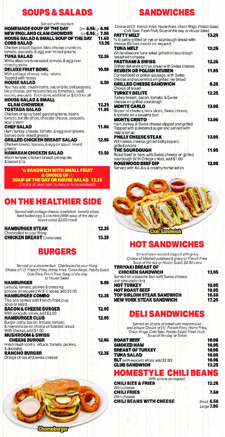 Menu Mr. Rosewood Family Restaurant